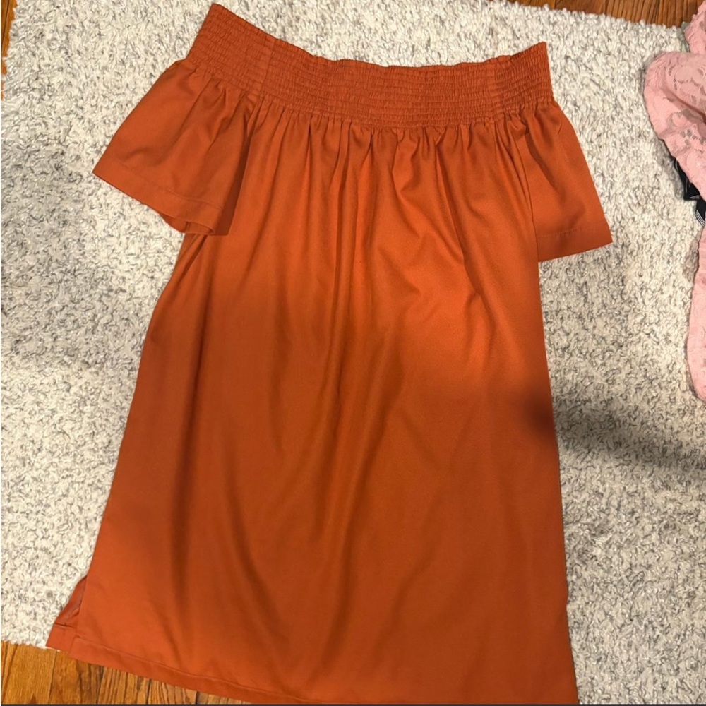 Rust Off-Shoulder Dress